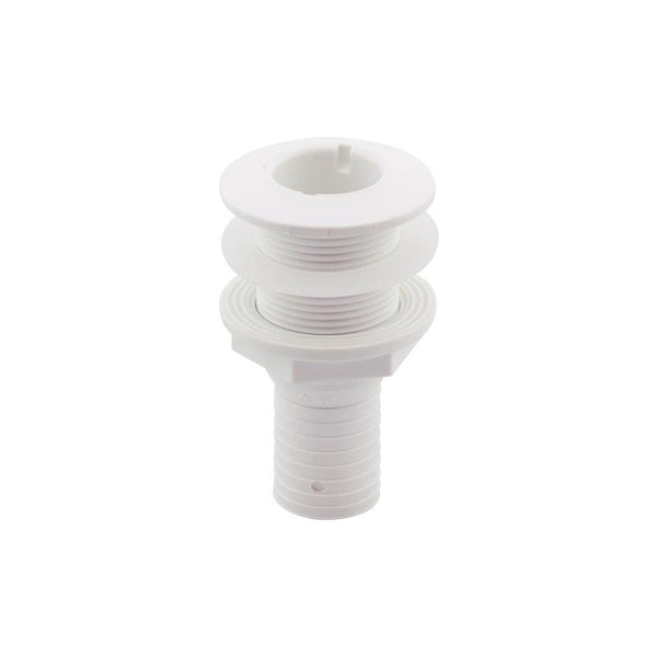 Thru-Hull Fitting 32mm (1 1/4") White with Hose Barb & Washer | 4Boats