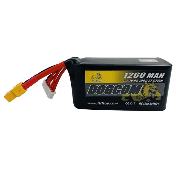 DogCom 1260mAh 22.2V 150C 6S1P Lipo Battery Pack (XT60)