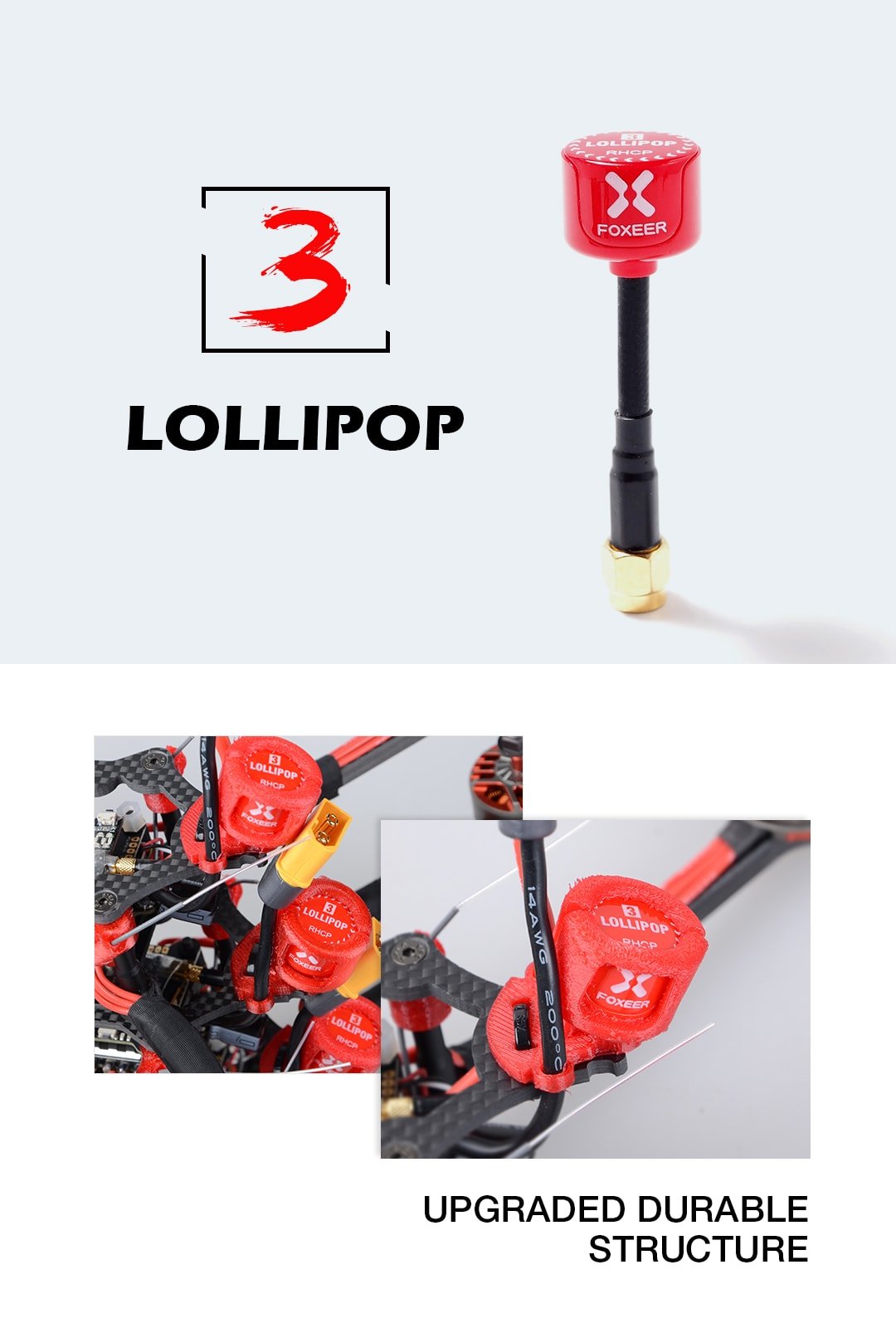 Foxeer Lollipop 3 Omni Antenna (2pcs) 5.8G (LHCP/ RHCP) (UFL, MMCX, SMA, RP-SMA)
