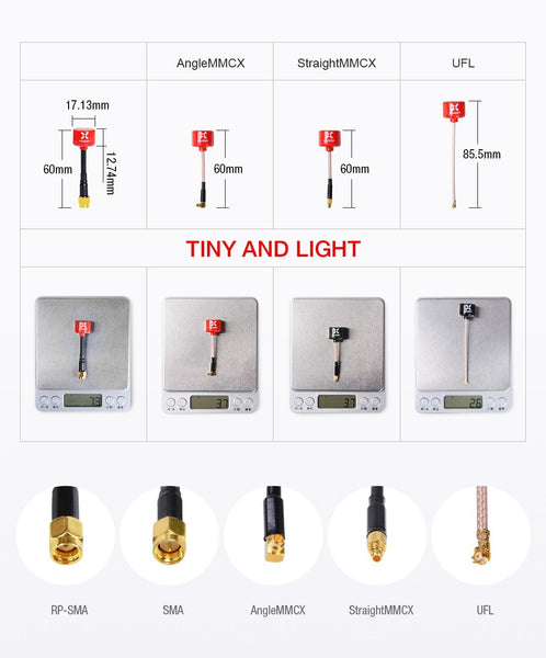 Foxeer Lollipop 3 Omni Antenna (2pcs) 5.8G (LHCP/ RHCP) (UFL, MMCX, SMA, RP-SMA)