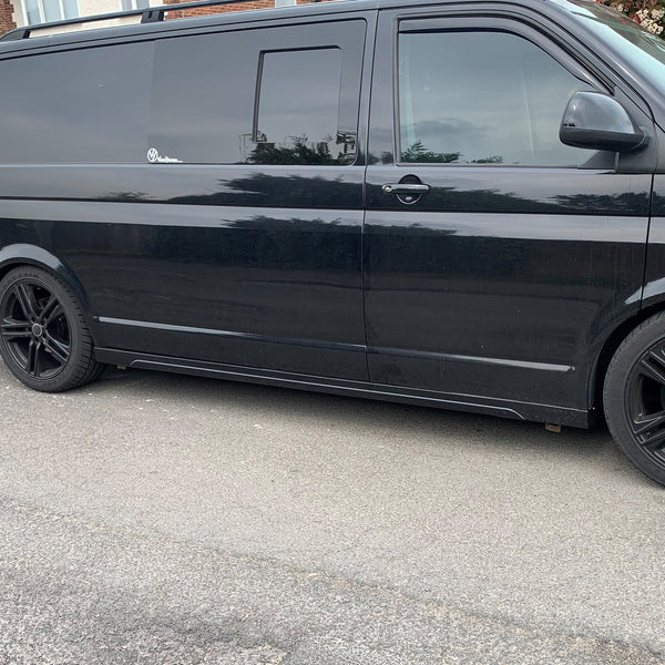 For VW T6.1 Transporter LWB Side Skirts Deep Black Plastic Painted and Ready to Fit