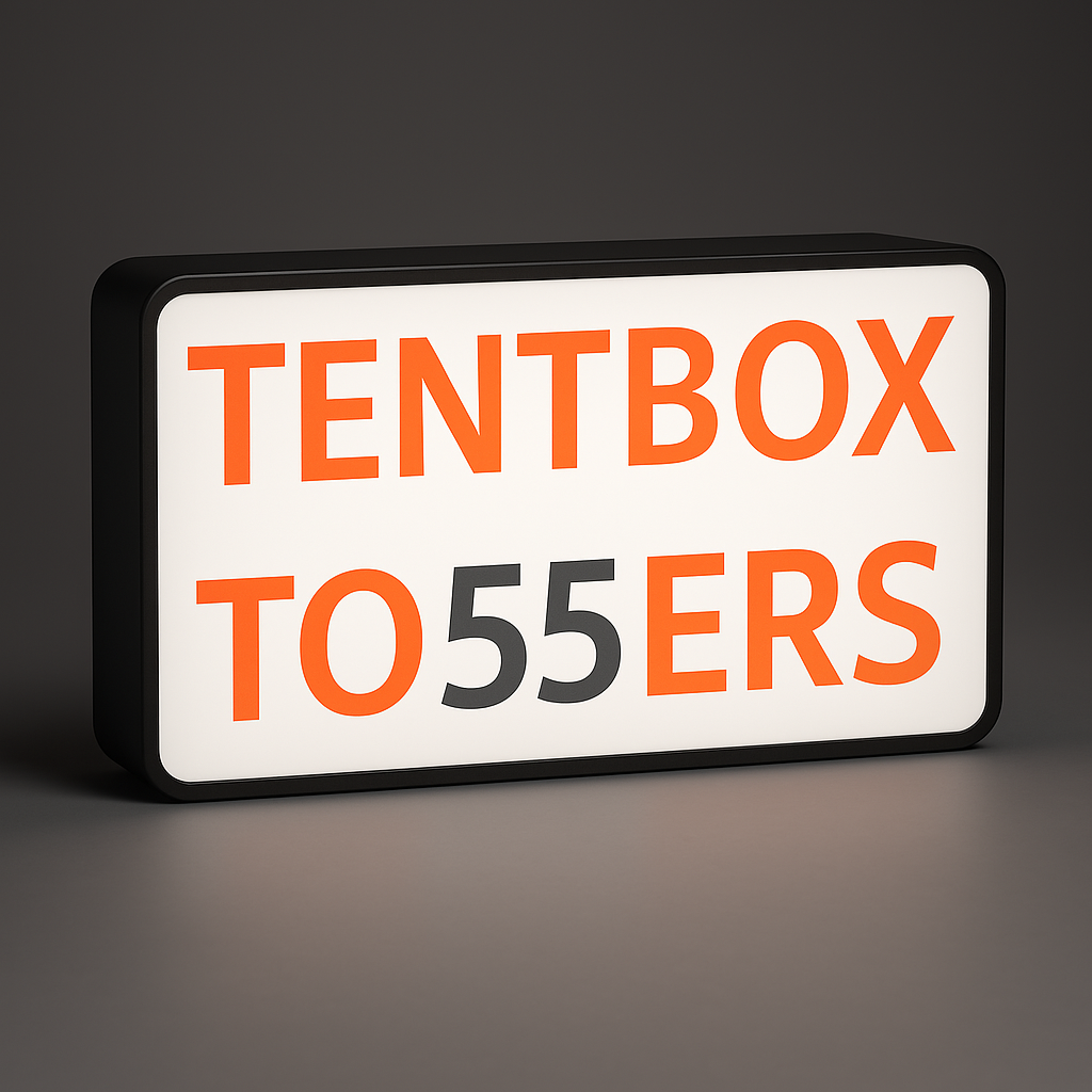 TentBox Tosser Light Box – LED Camping Sign  Funny Glamping Gift  No Batteries Included