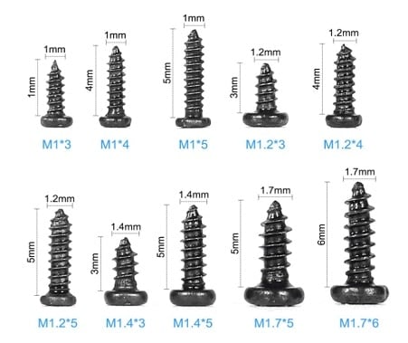 DroneBuildr Philips Self Tapping Micro Screw Set 1000pc (M1, M1.2, M1.4, M1.7)