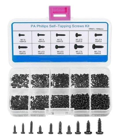 DroneBuildr Philips Self Tapping Micro Screw Set 1000pc (M1, M1.2, M1.4, M1.7)