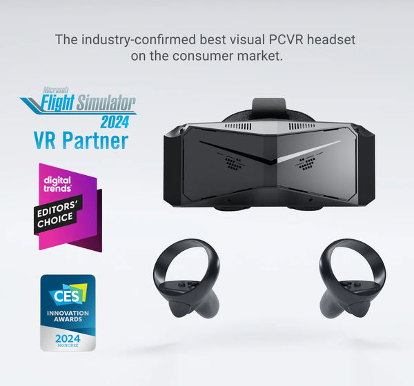 Pimax Crystal Light Prime PCVR Headset - 8K Resolution / QLED Display / Light & Comfortable / High Clarity VR for flight simulator / Compatible with MSFS / iRacing & More / DMAS & Lighthouse Tracking optional