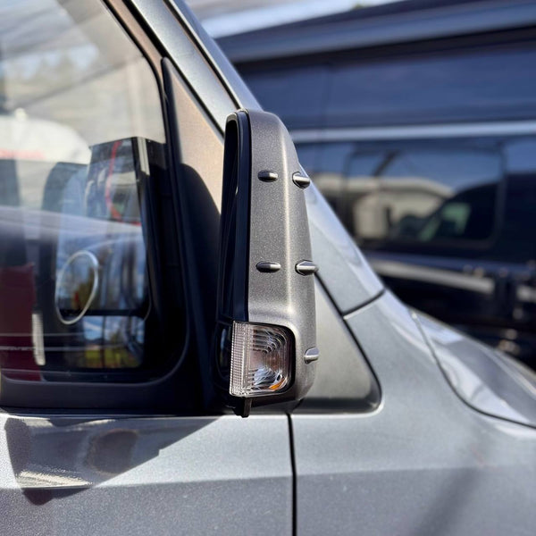 For Mercedes Sprinter Dodge 907 Wing Mirror Covers with Indicator - Hammerite (Set of 2) - Replacement Caps for 907 Models