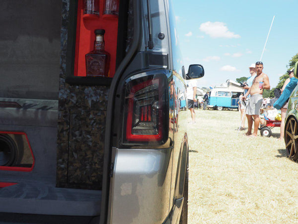 For VW T5 Transporter MK3.1 Van Tailgate LED Rear Lights Smoked Ideal LED Full Frame Led Light- Bar