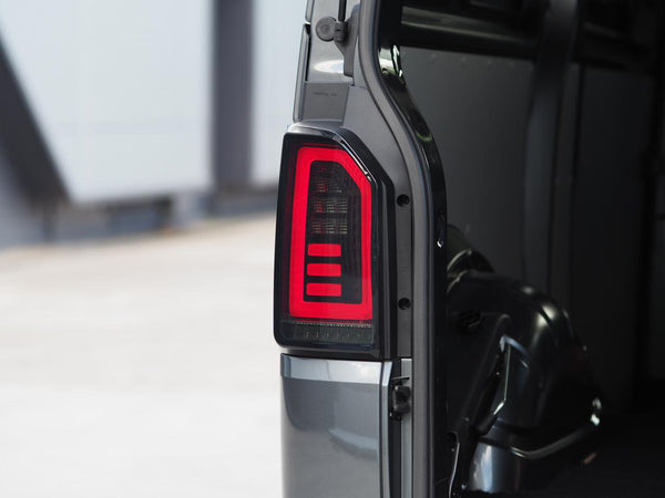 For VW T6 Smoked Tailgate LHD Red-Bars European Left Hand Drive Van only Sequential Indicator