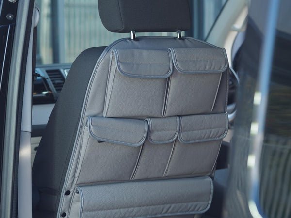 For VW T5 & T5.1 Transporter Campervan Single/Captain’s Seat Leatherette Back Seat Organizer – Van Storage Accessory