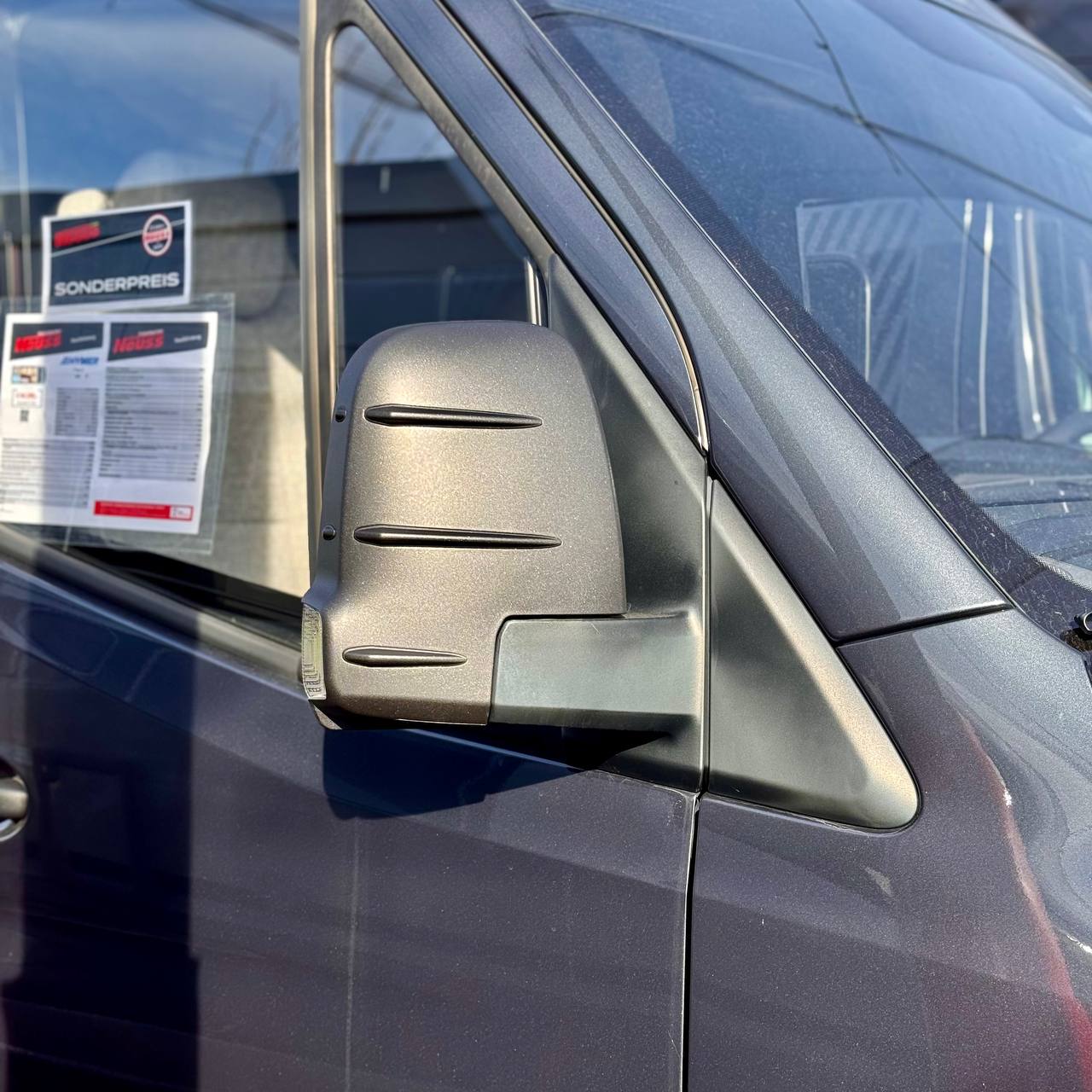 For Mercedes Sprinter Dodge 907 Wing Mirror Covers with Indicator - Hammerite (Set of 2) - Replacement Caps for 907 Models