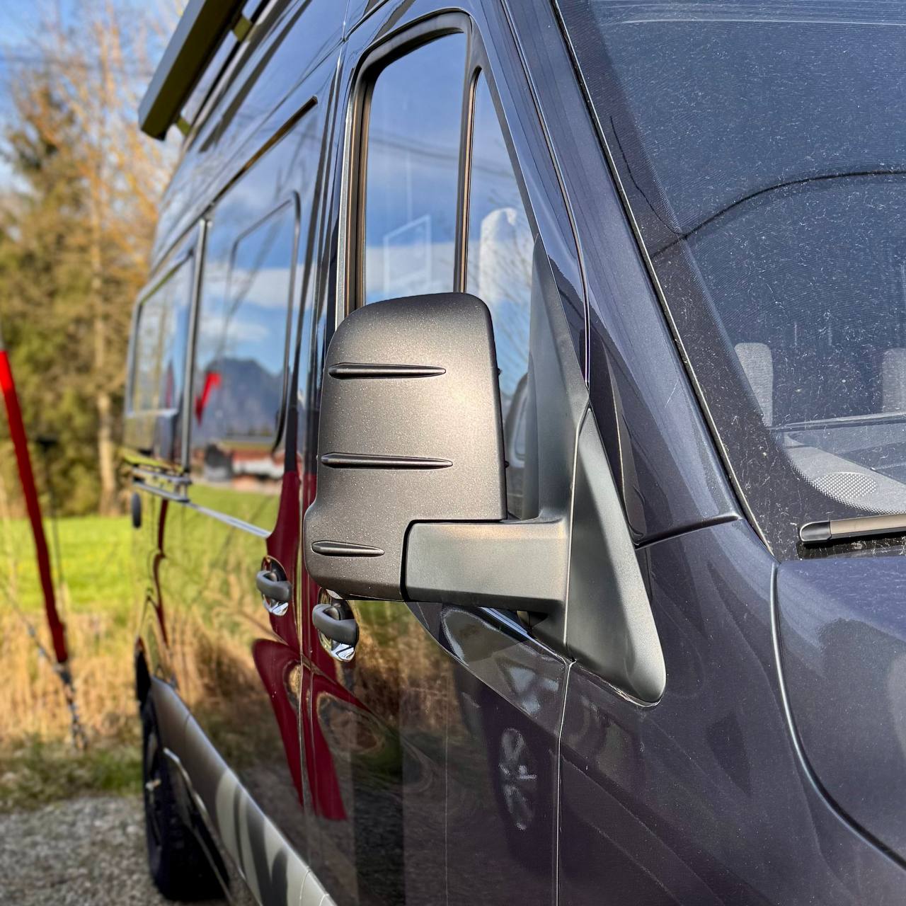 For Mercedes Sprinter Dodge 907 Wing Mirror Covers with Indicator - Hammerite (Set of 2) - Replacement Caps for 907 Models