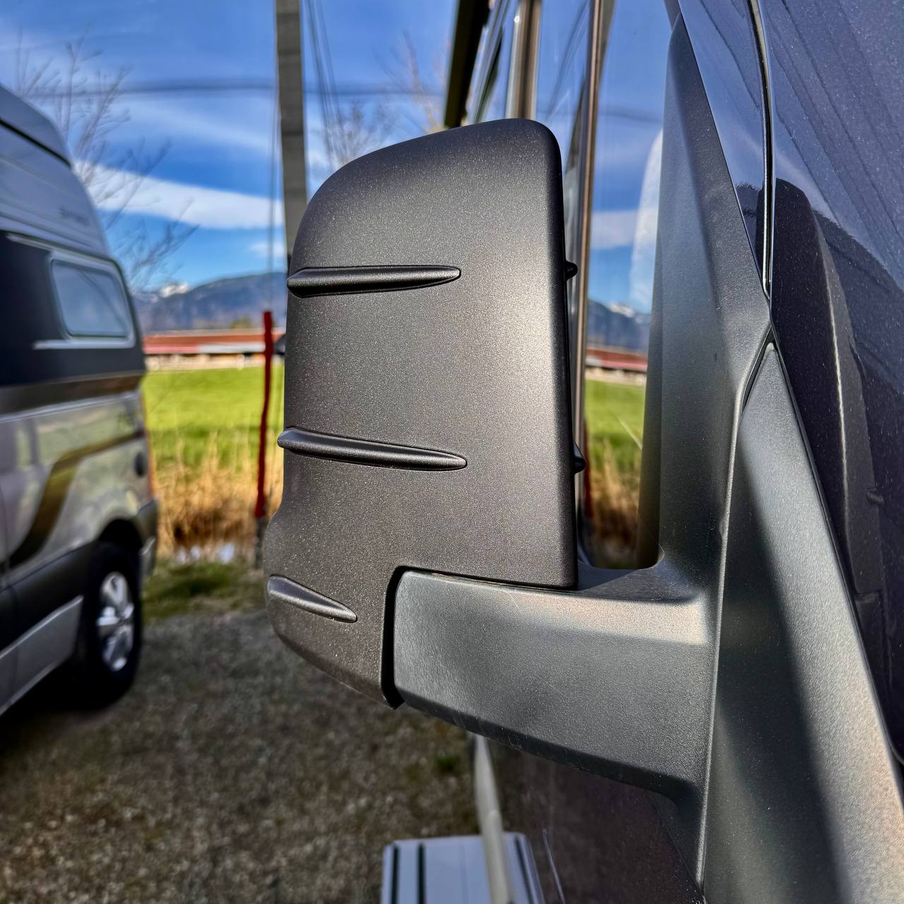 For Mercedes Sprinter Dodge 907 Wing Mirror Covers with Indicator - Hammerite (Set of 2) - Replacement Caps for 907 Models