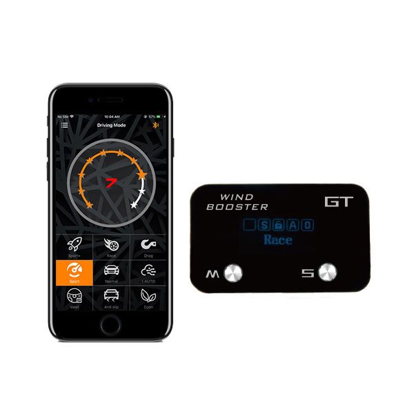 WINDBOOSTER GT & Bluetooth Mobile App OBD Acceleration Performance Throttle Controller & Pedal Remap - Utilising Chip Tuning / Electronic Engine Tuning - Econ / Sport / Sport+ / Race Modes - OLED Display