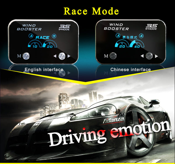 WINDBOOSTER 3S OBD Acceleration Performance Throttle Controller & Pedal Remap - Utilising Chip Tuning / Electronic Engine Tuning - Econ / Sport / Sport+ / Race Modes - OLED Display