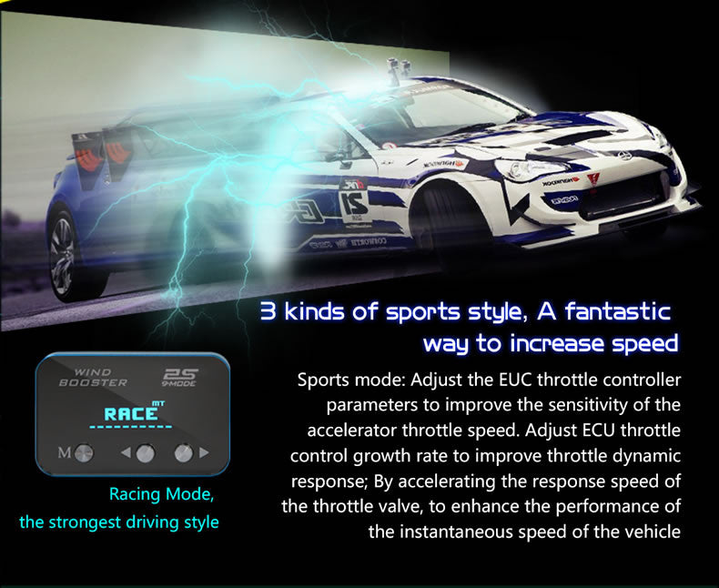 WINDBOOSTER 2S OBD Acceleration Performance Throttle Controller & Pedal Remap - Utilising Chip Tuning / Electronic Engine Tuning - Econ / Sport / Sport+ / Race Modes - OLED Display