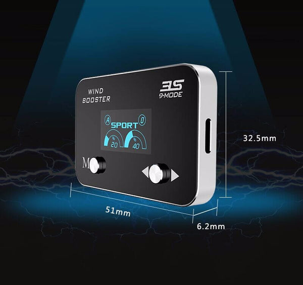 WINDBOOSTER 3S OBD Acceleration Performance Throttle Controller & Pedal Remap - Utilising Chip Tuning / Electronic Engine Tuning - Econ / Sport / Sport+ / Race Modes - OLED Display