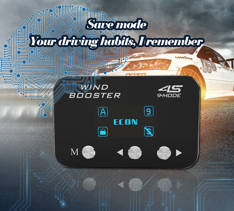 WINDBOOSTER 4S OBD Acceleration Performance Throttle Controller & Pedal Remap - Utilising Chip Tuning / Electronic Engine Tuning - Econ / Sport / Sport+ / Race Modes - OLED Display