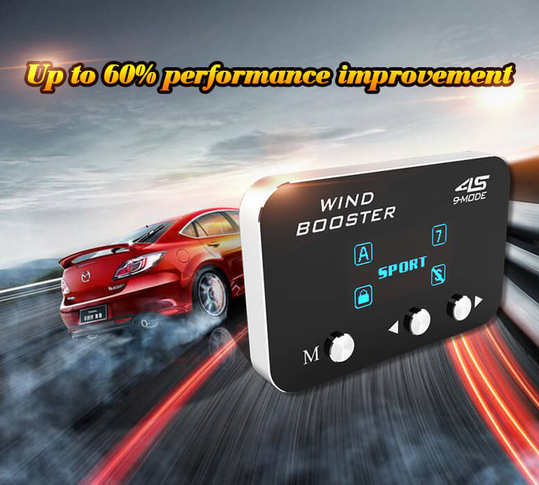 WINDBOOSTER 4S OBD Acceleration Performance Throttle Controller & Pedal Remap - Utilising Chip Tuning / Electronic Engine Tuning - Econ / Sport / Sport+ / Race Modes - OLED Display