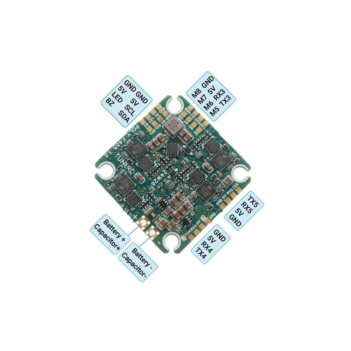 TuneRC Poly F405 20A AIO Flight Controller V1.2 for 2S-4S Toothpick & Cinewhoop Drones