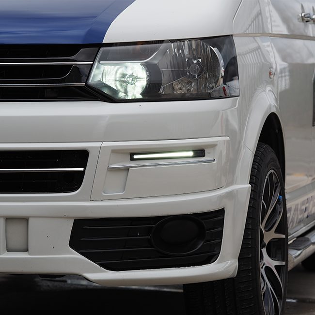 For VW T5.1 Transporter Light Bar Version DRL, Daylight Smoke DRL Painted and Ready to Fit