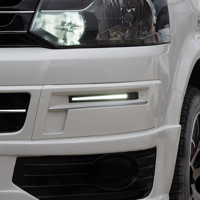 For VW T5.1 Transporter Light Bar Version DRL, Daylight Smoke DRL Painted and Ready to Fit