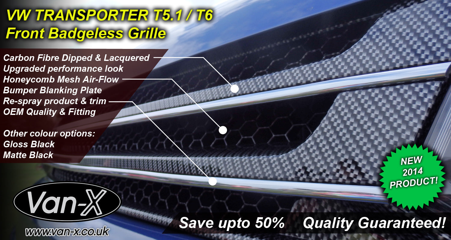 For VW T5.1 Silver Carbon Badgeless Grille *Clearance* [B Grade]