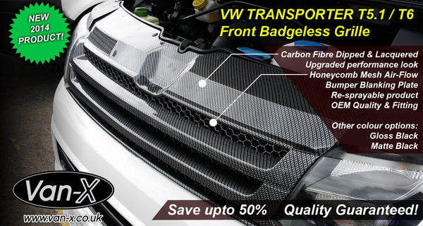 For VW T5.1 Dark Carbon Badgeless Grille *Clearance* [B Grade] | Van-X