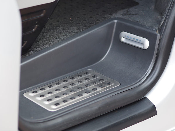 For VW T6.1 Caravelle Style Full Step Set – 3-Piece for Driver, Passenger & Sliding Door | Campervan Conversion, Transporter Logo, LED