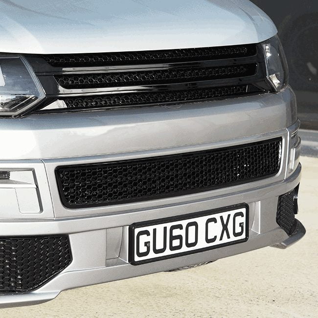 For VW T5.1 Transporter Bumper Grille Mesh Honeycomb (Gloss Black) Painted and Ready to Fit
