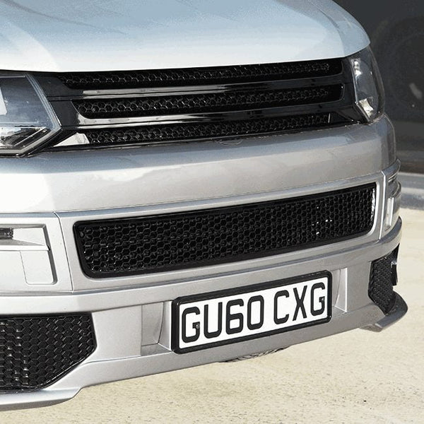 For VW T5.1 Transporter Bumper Grille Mesh Honeycomb (Gloss Black) Painted and Ready to Fit