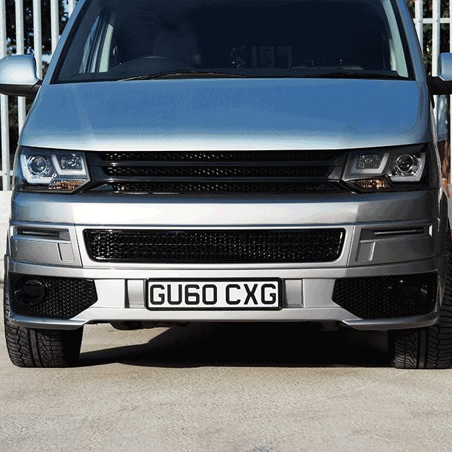 For VW T5.1 Transporter Bumper Grille Mesh Honeycomb (Gloss Black) Painted and Ready to Fit