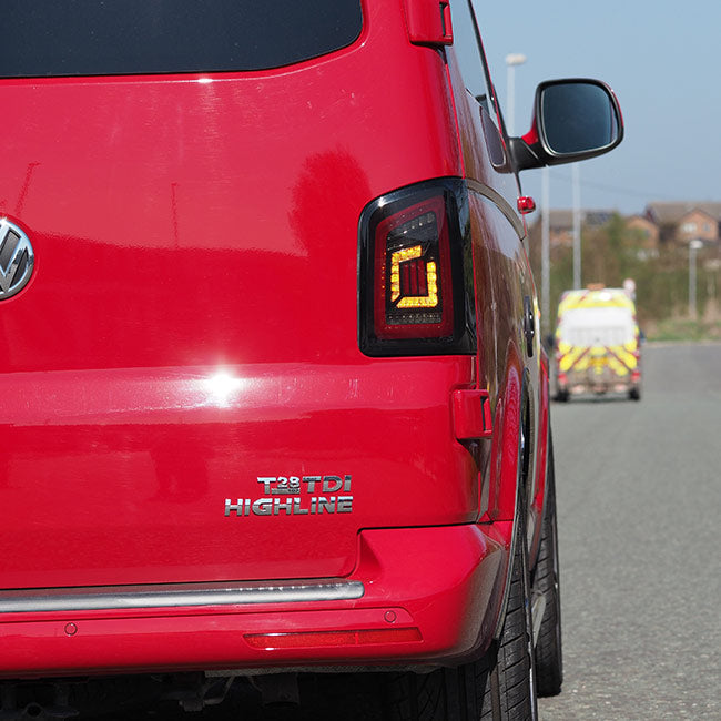 For VW T5 Transporter MK3.1 Van  Barndoor LED Rear Lights Smoked Ideal LED Full Frame Led Light- Bar