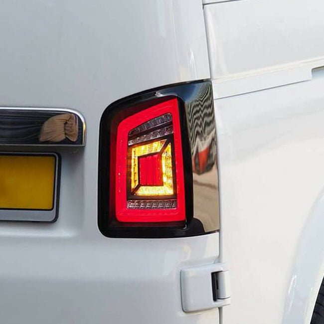 For VW T5 Transporter MK3.1 Van Barndoor LED Rear Lights Clear Ideal LED Full Frame Led Light- Bar