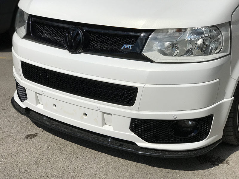 For VW T5.1 Honeycomb Gloss Black Bumper Grille + Fog Light Trims + Number Plate Trim Sportline Painted and Ready to Fit
