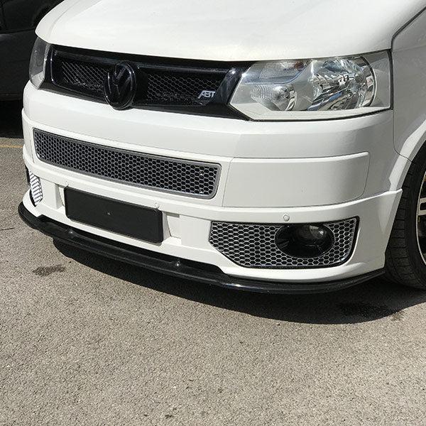 For VW T5.1 Transporter Honeycomb Bumper Grille + Fog Light Trims + Number Plate Trim Matte Chrome Sportline Painted and Ready to Fit