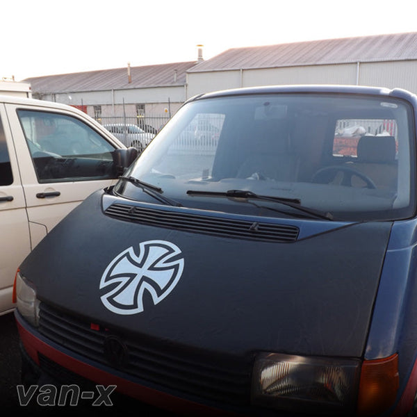 For VW T4 S.Nose Bonnet Bra, Cover Silver French Cross | Van-X