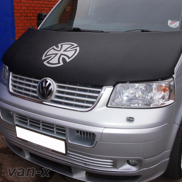 For VW T5 Bonnet Bra Cover – Silver French Cross Design | Van-X Front End Protector