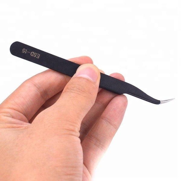 Precision Tweezers Pack of 9, ESD Stainless Steel Anti-static Tool Kit