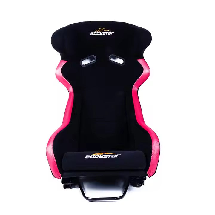 EDY SINGLE (x1) Universal Car Sports Bucket Seat Black Motorsports Helmet Headrest Surround Hard Back Bucket Seats Dual Slider Easy Installation For Racing Car / Sim / 4x4 / Van / Camper