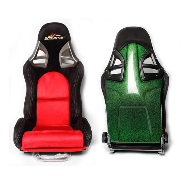 EDY SINGLE (x1) Universal Porsche GT3 GT4 Motorsports Style Car Sports Bucket Seat Alcantara Black / Red / Green Reclining Hard Back Bucket Seats Dual Slider Easy Installation For Racing Car / Sim / 4x4 / Van / Camper