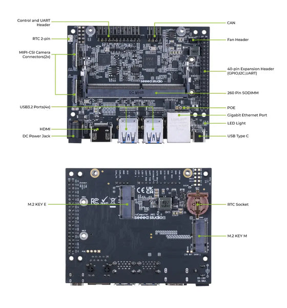 reComputer J401 - Open-source carrier board for Jetson Orin Nano/Orin NX (no power adapter)