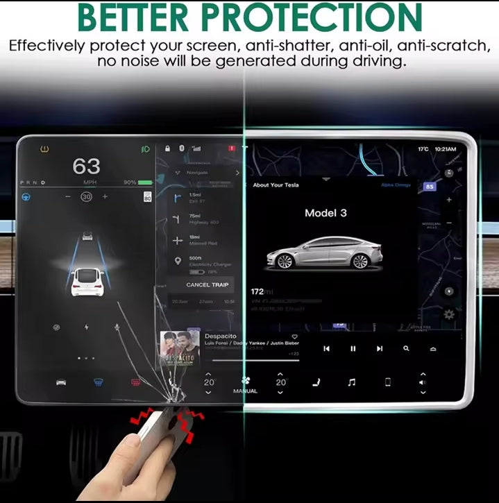Tesla Model 3/Y Silicone Protective Frame Edge Cover Central Control Display Screen Protector