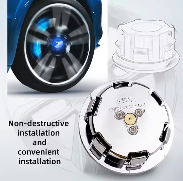 4pcs 56mm Hub Light For Tesla model Y X 3 S Car Wheel Caps Light Center Cover Lighting Cap Floating Illumination LED decorate