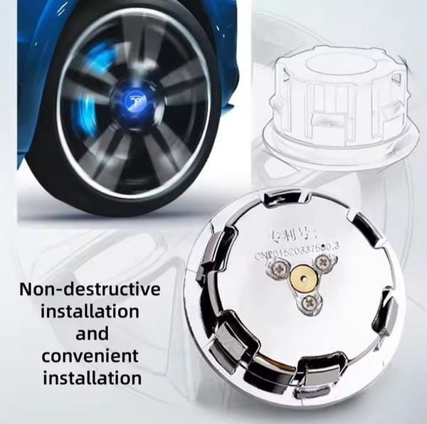 4pcs 56mm Hub Light For Tesla model Y X 3 S Car Wheel Caps Light Center Cover Lighting Cap Floating Illumination LED decorate
