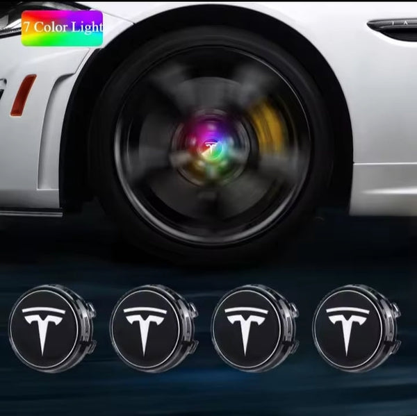 4pcs 56mm Hub Light For Tesla model Y X 3 S Car Wheel Caps Light Center Cover Lighting Cap Floating Illumination LED decorate