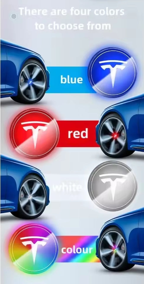 4pcs 56mm Hub Light For Tesla model Y X 3 S Car Wheel Caps Light Center Cover Lighting Cap Floating Illumination LED decorate