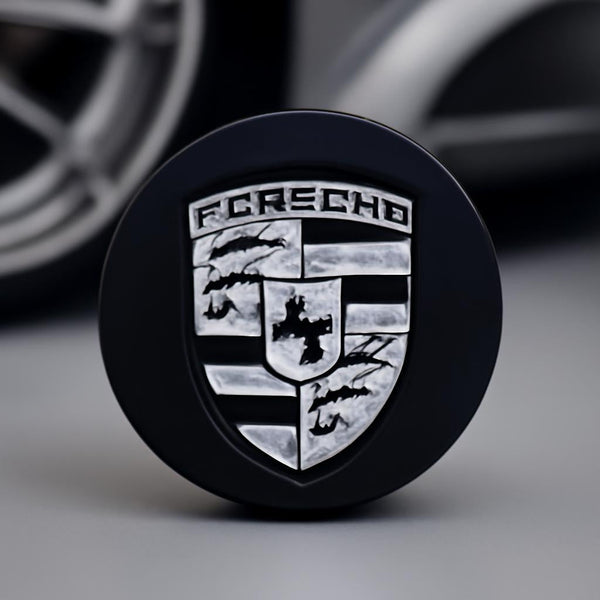 Porsche Wheel Centre Caps -  Black