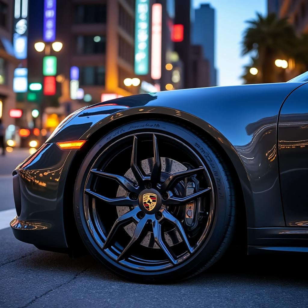 Porsche Wheel Centre Caps- Black & Gold