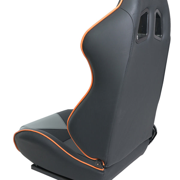 JIABEIR (Manufactured and Dispatched from China) Grey Black Orange Sports Car / Racing Sim x1 Individual Bucket Seats JBR1043