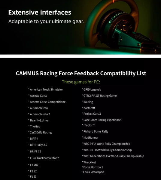 Cammus C5 Bundle Direct Drive Racing Sim Steering Wheel + Pedals Set + CS5 Clamp